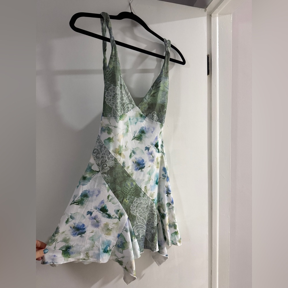 Tiger Mist Green and White Floral Dress